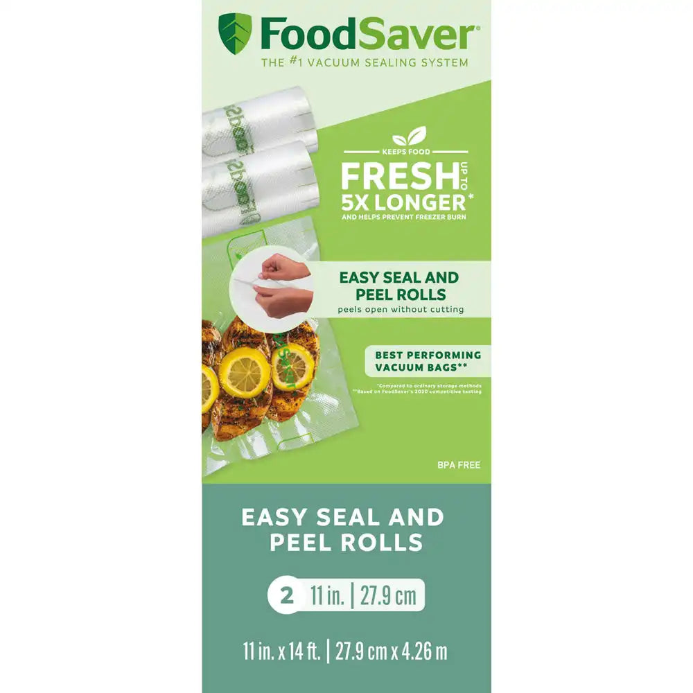 FoodSaver Easy Seal & Peel 11" x 14' Vacuum Seal Roll, 2 Pack