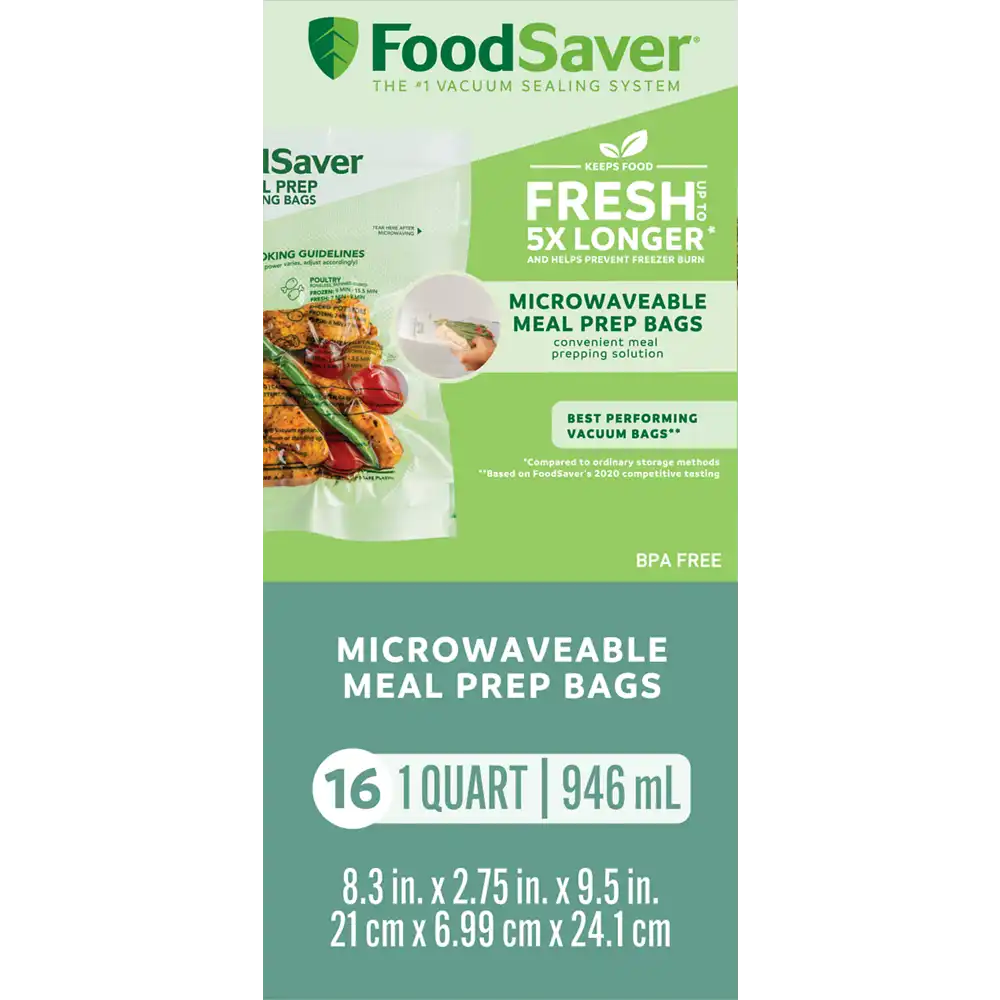FoodSaver Microwavable Meal Prep Bags, 1 Quart, 16 Ct.