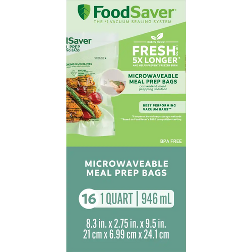 FoodSaver Microwavable Meal Prep Bags, 1 Quart, 16 Ct.