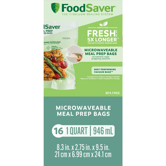 FoodSaver Microwavable Meal Prep Bags, 1 Quart, 16 Ct.