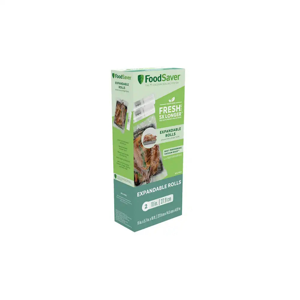 FoodSaver 11" x 16' Expandable Vacuum Seal Rolls, 2 Pack