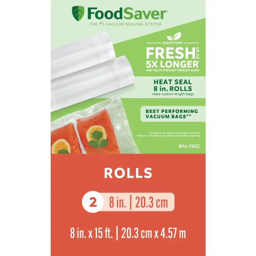 FoodSaver 8" x 15' Vacuum Seal Roll, 2 Pack