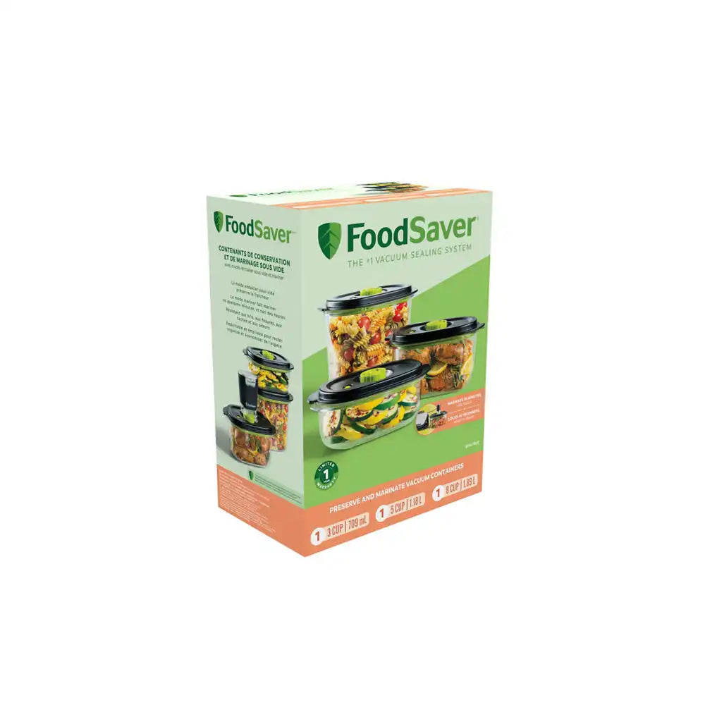 FoodSaver Preserve & Marinate 3 Cup, 5 Cup, & 8 Cup Containers