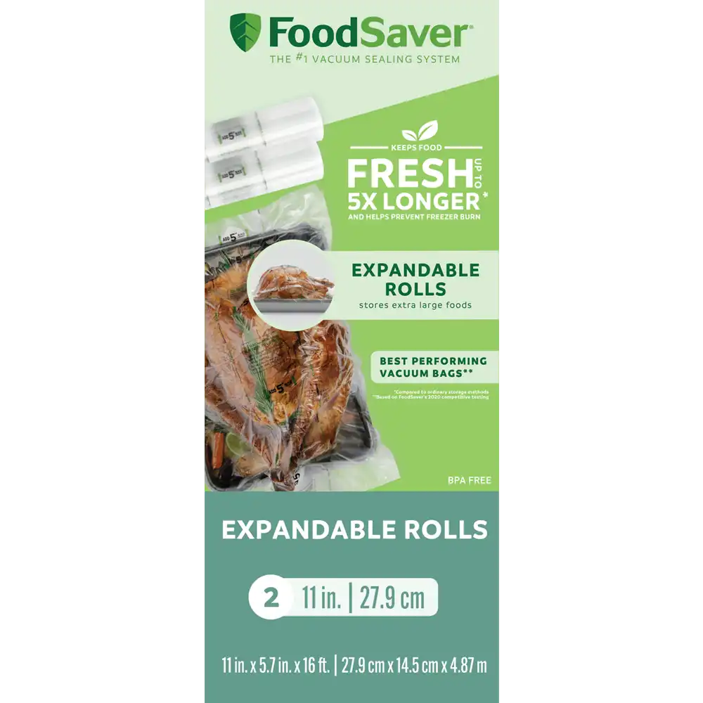 FoodSaver 11" x 16' Expandable Vacuum Seal Rolls, 2 Pack
