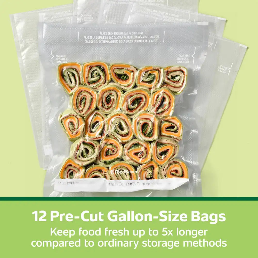 FoodSaver Gallon Pre-Cut Vacuum Seal Bags, 12 Pack