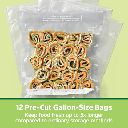 FoodSaver Gallon Pre-Cut Vacuum Seal Bags, 12 Pack