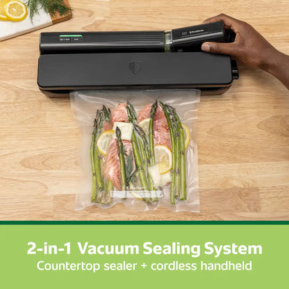 FoodSaver Handheld+ 2-in-1 Vacuum Sealing System, Handheld and Countertop Vacuum Sealer, 8-Piece Starter Kit