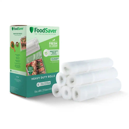 FoodSaver Heavy Duty 11"x 16' Vacuum Seal Rolls, 6pk with Triple Threat Protection