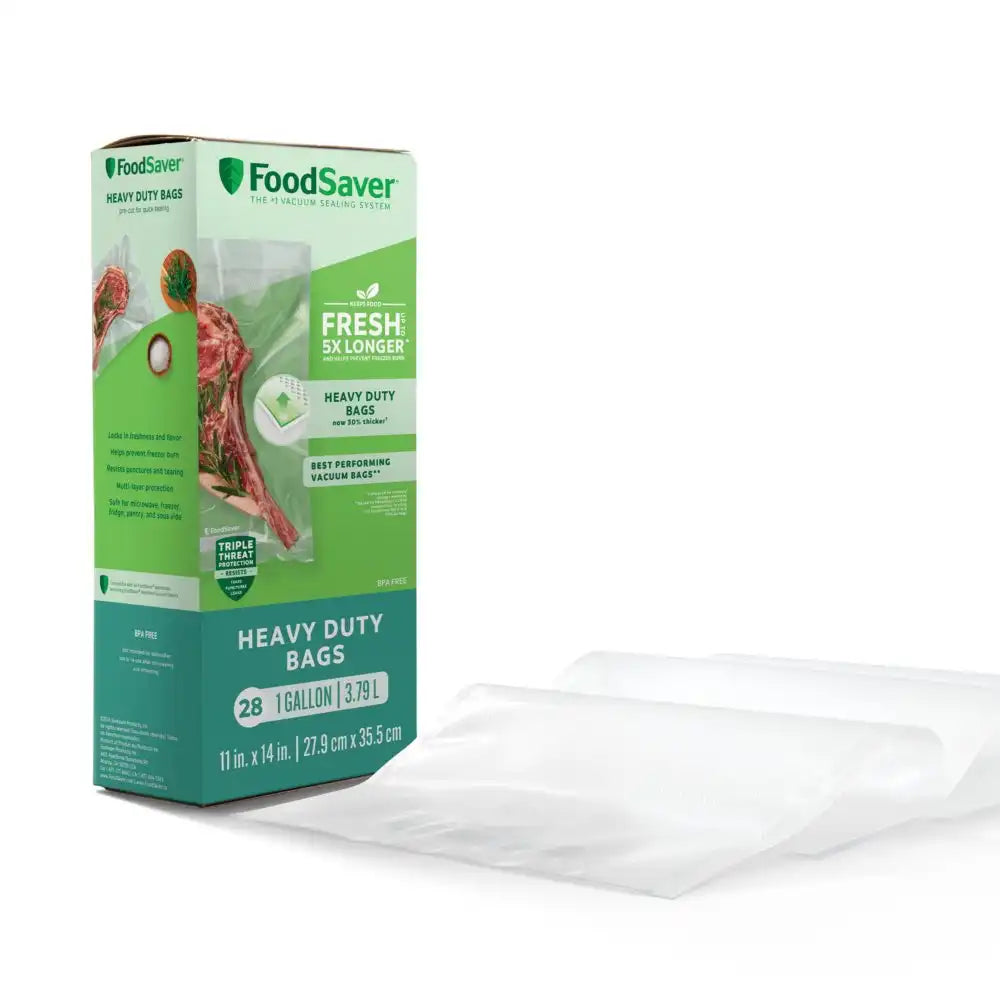 FoodSaver Heavy Duty Gallon Vacuum Seal Bags, 28pk with Triple Threat Protection