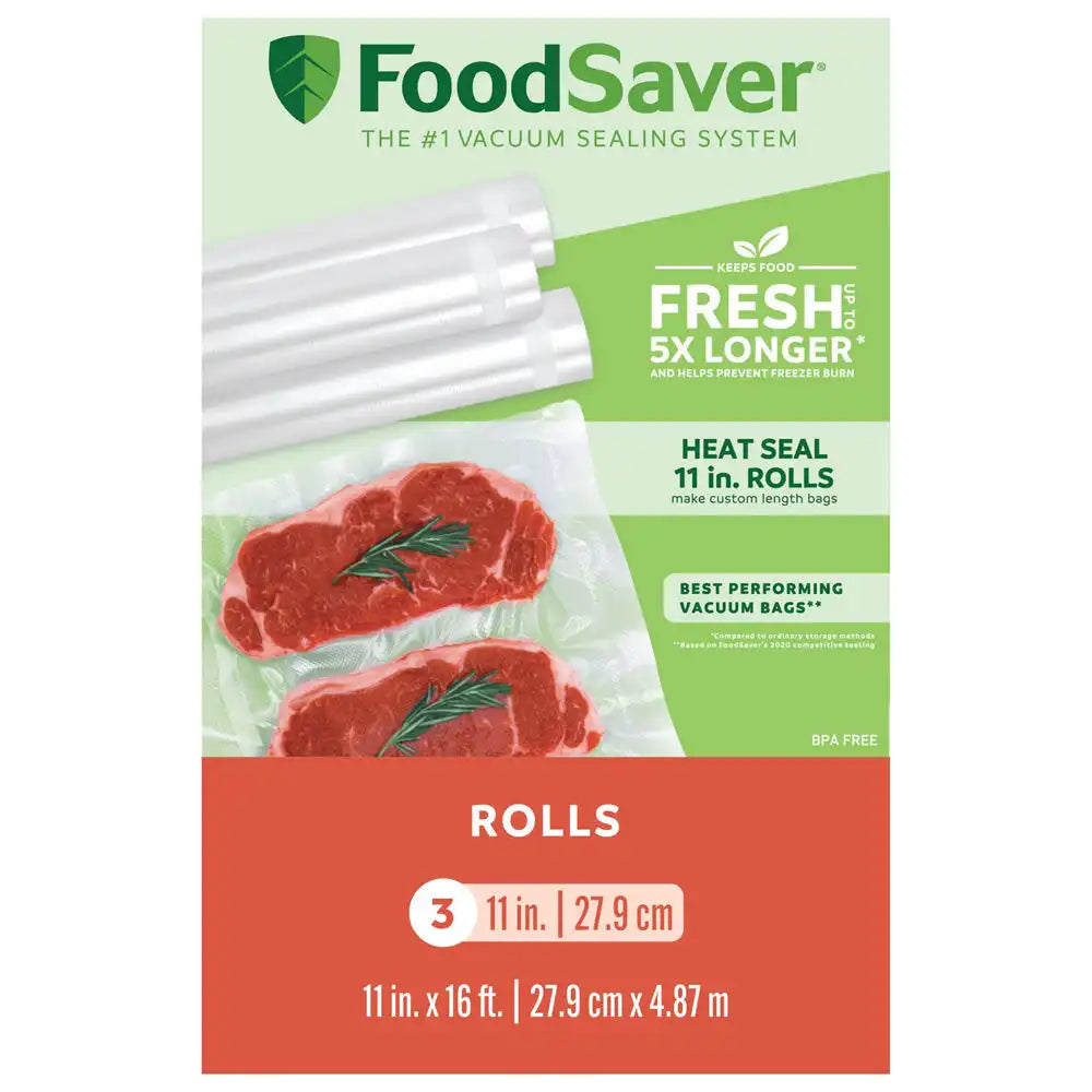 FoodSaver 11" x 16' Vacuum Seal Roll, 3 Pack