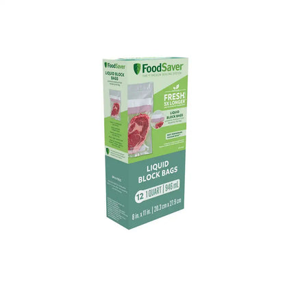 FoodSaver Liquid Block Vacuum-Seal Quart Bags, 12 Count